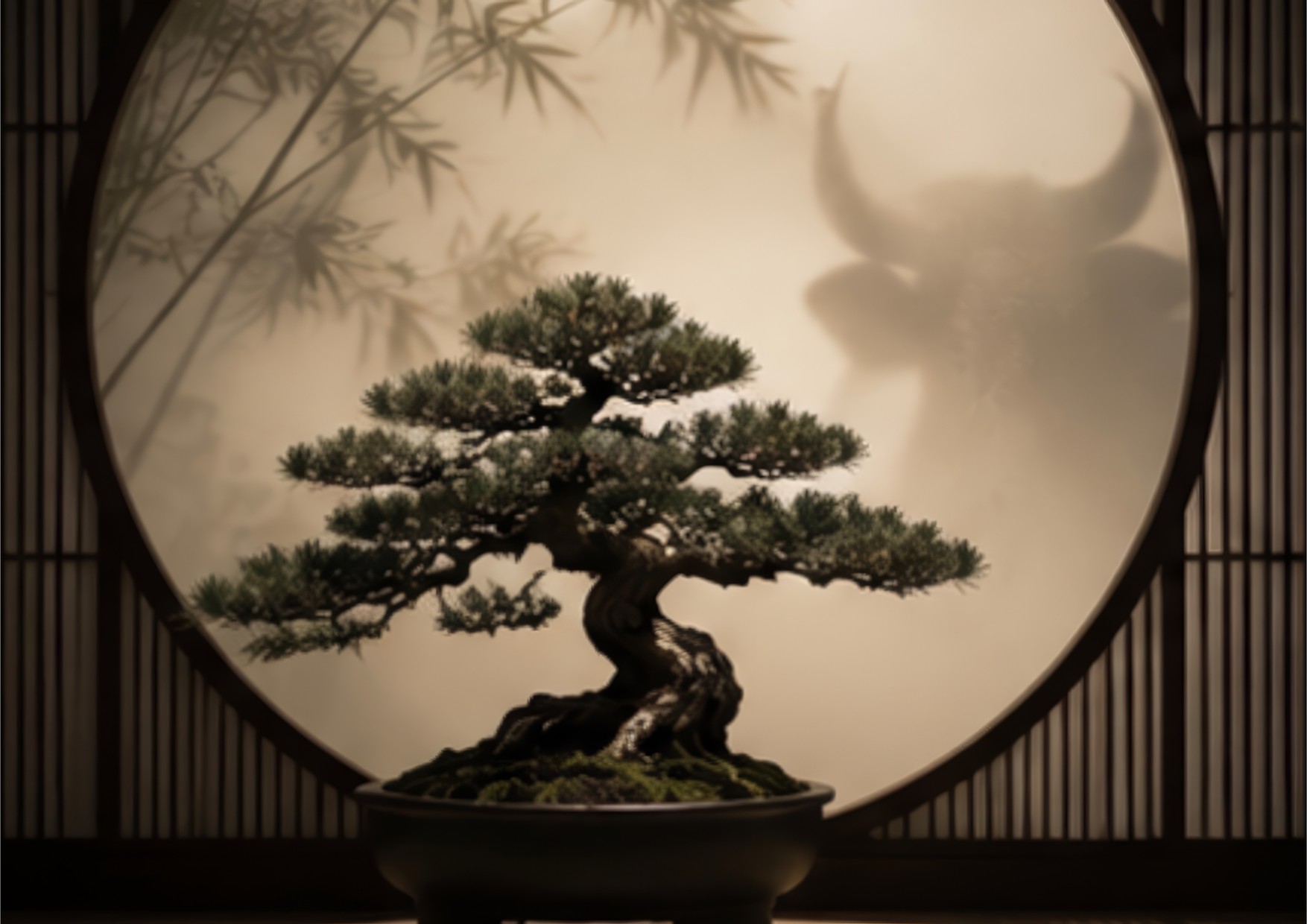 盆栽と牛